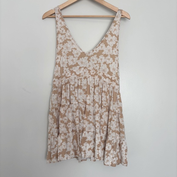 ACACIA SWIMWEAR Havana Floral Tan and Cream Mini Dress Coverup Size S - Picture 5 of 6